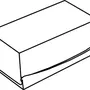 Mealbox Clamshell mit anhängendem Deckel rechteckig, weiß, Musteraufdruck altrosa